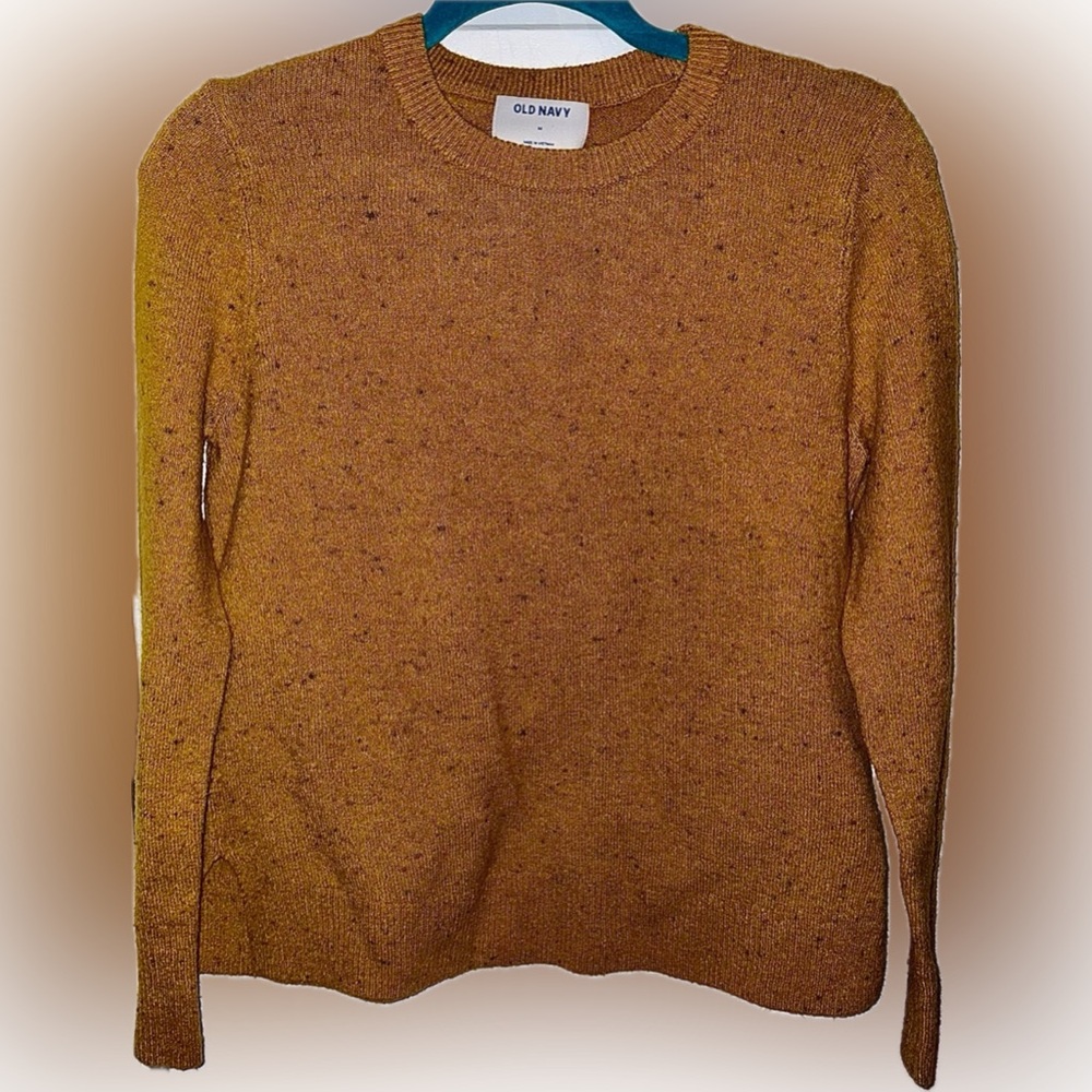 Old Navy Mustard Speckled Knit Sweater Crewneck Lightweight Fall Top